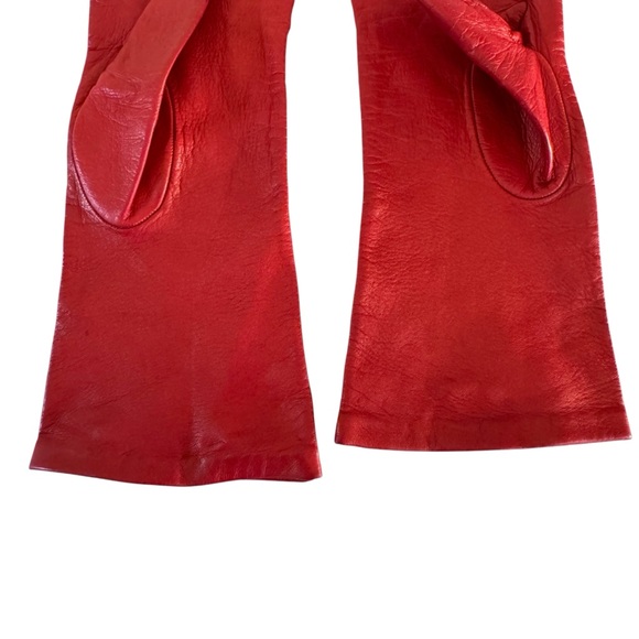 Vintage Saks Fifth Avenue Genuine Leather Womens Red Gloves Size 7 - Picture 7 of 11